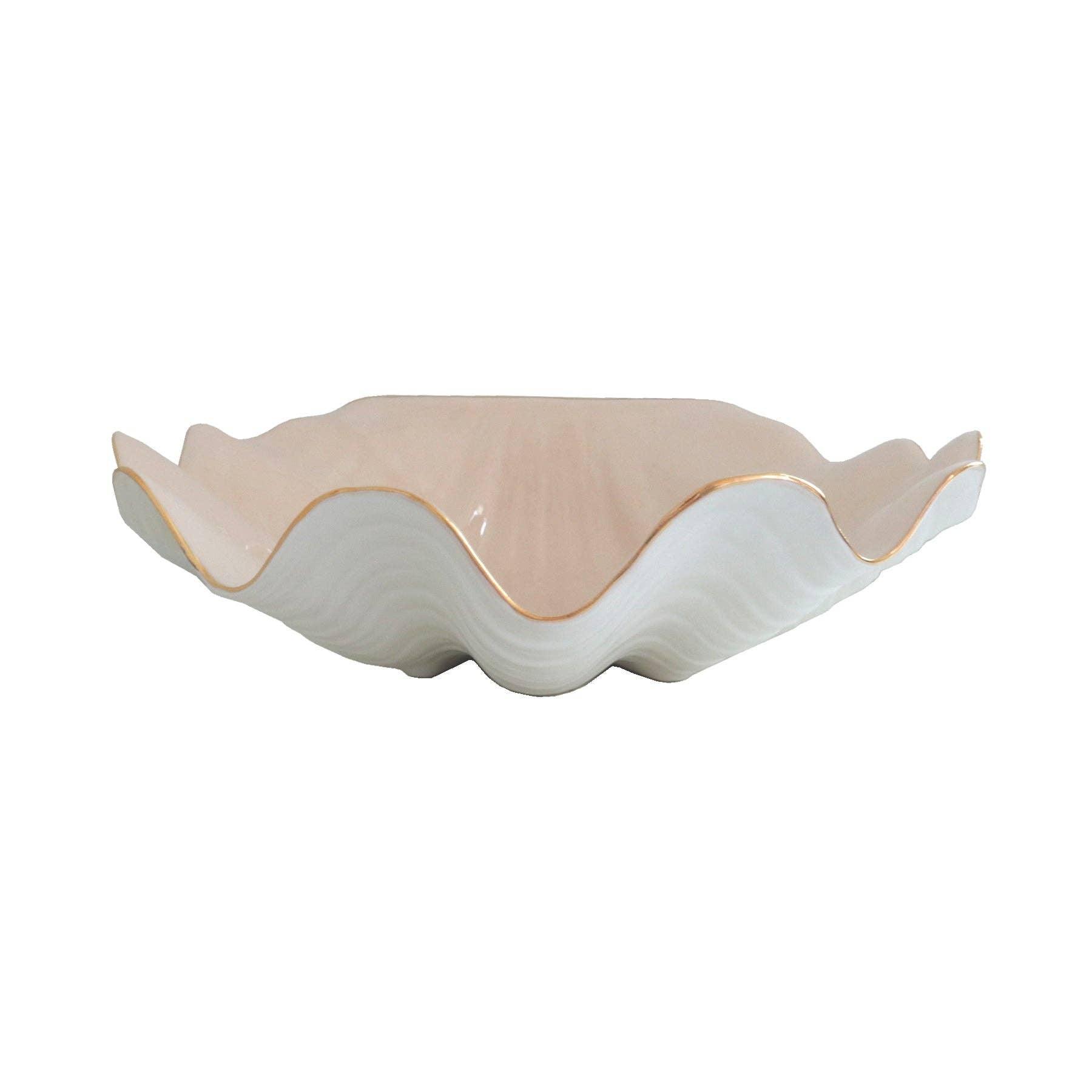 Clam Shell Bowl with 22K Gold Accent: Pink / Large