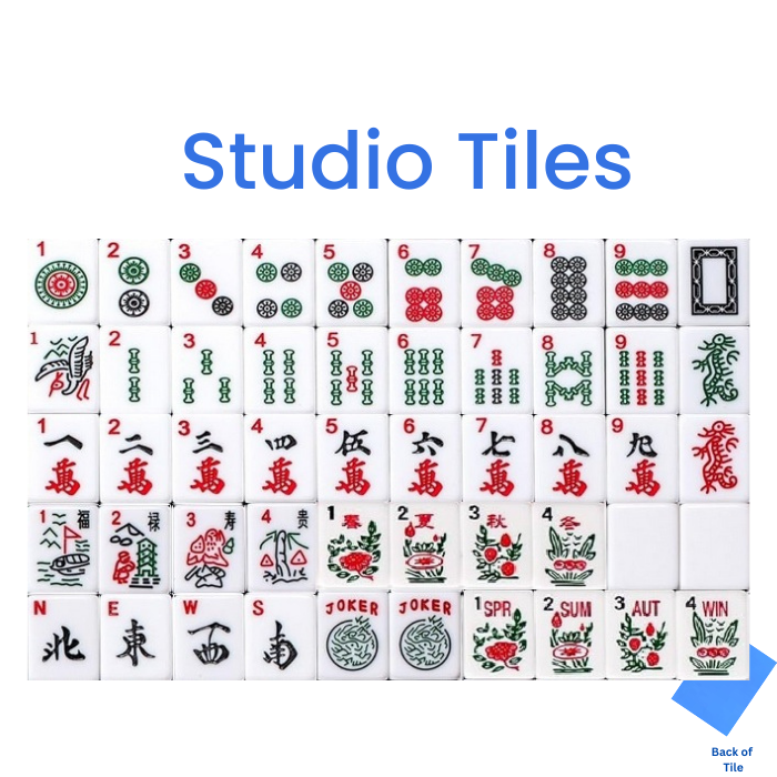 Blue Mahjong Tiles Bundle – American Mahjong 166 Tiles, Studio Tiles Clear Racks Teal Mat: Tiles +Dice & Instructions - BRAND NEW - but some are open.