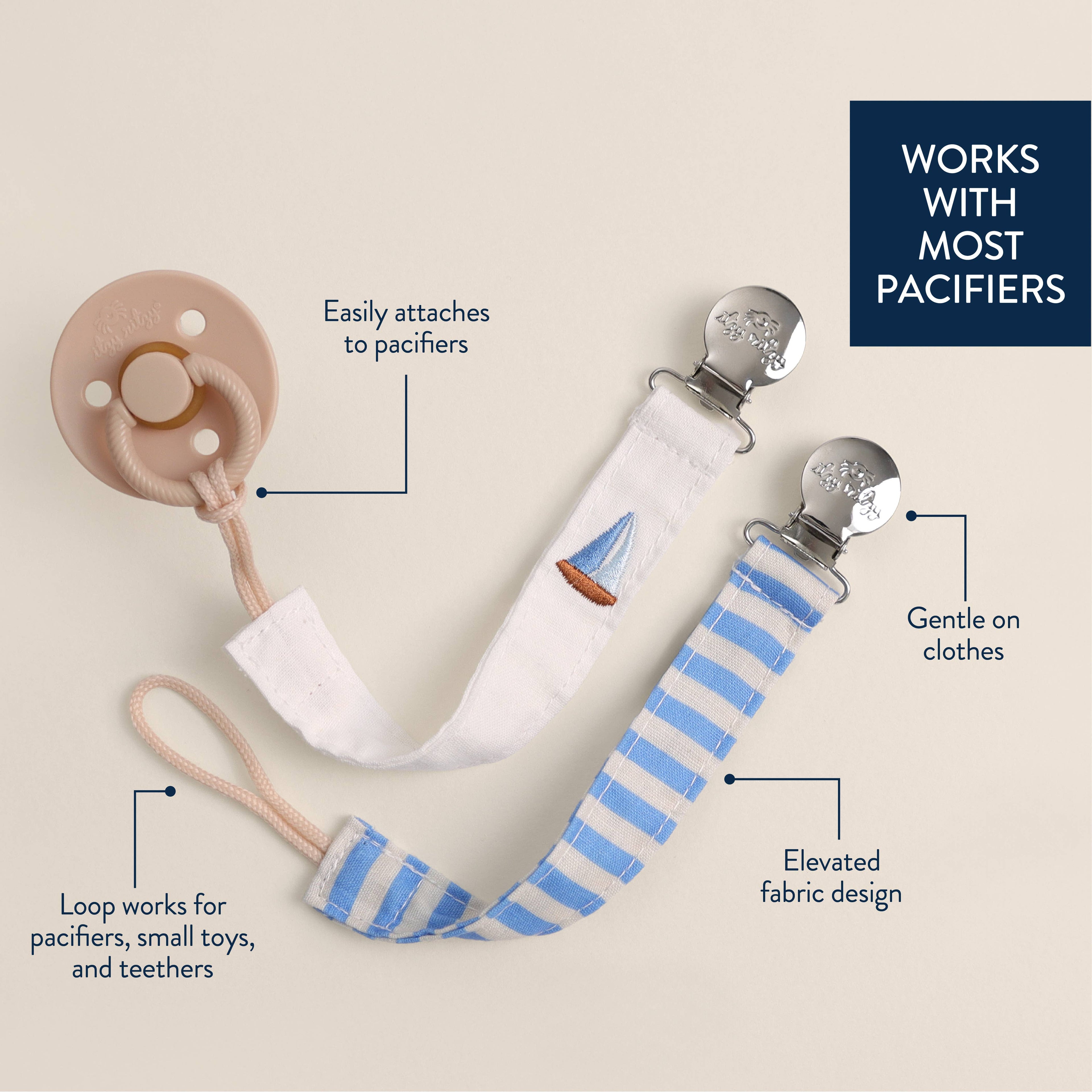 *NEW* Itzy Clip™ - Fabric Pacifier Strap: Nautical