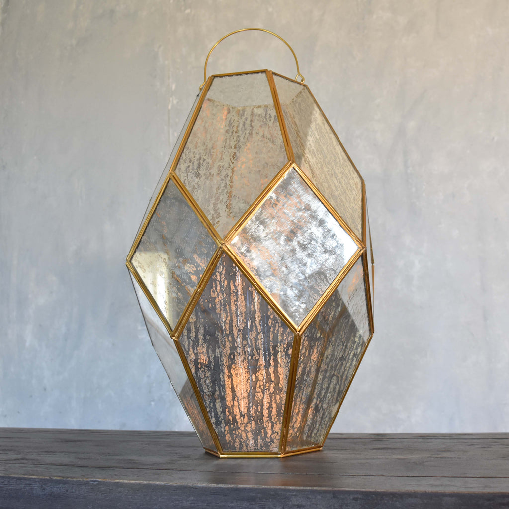 Large 18.5”Paragon Geometric Lantern with Antique Glass
