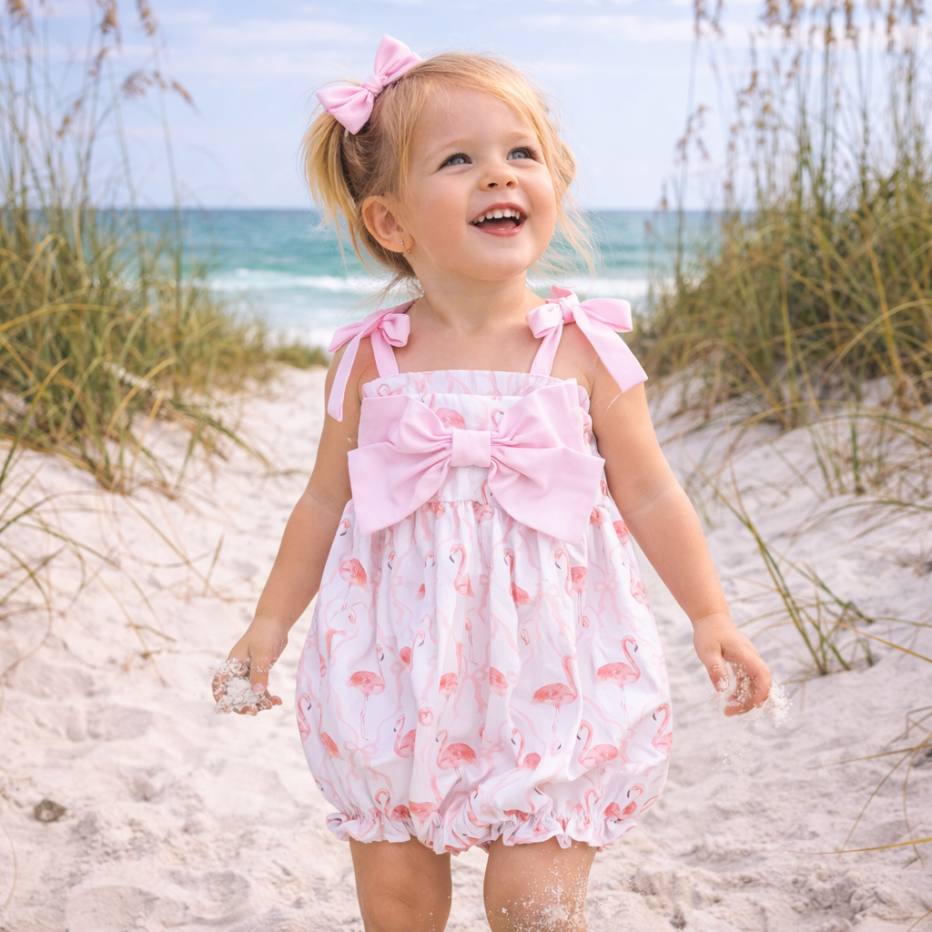 Girls Pink Bow Flamingo Bubble : 2T