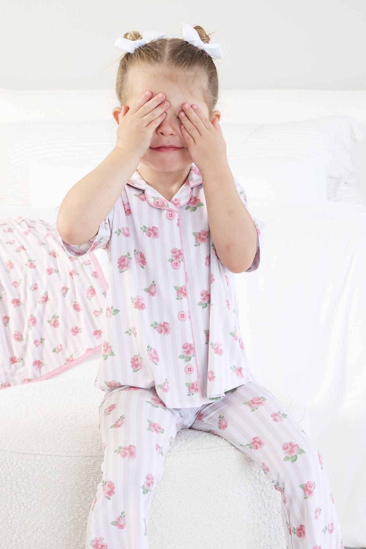 Girl's Two Piece Flare Lounge Set | Rosy & Cozy: 12-18 months