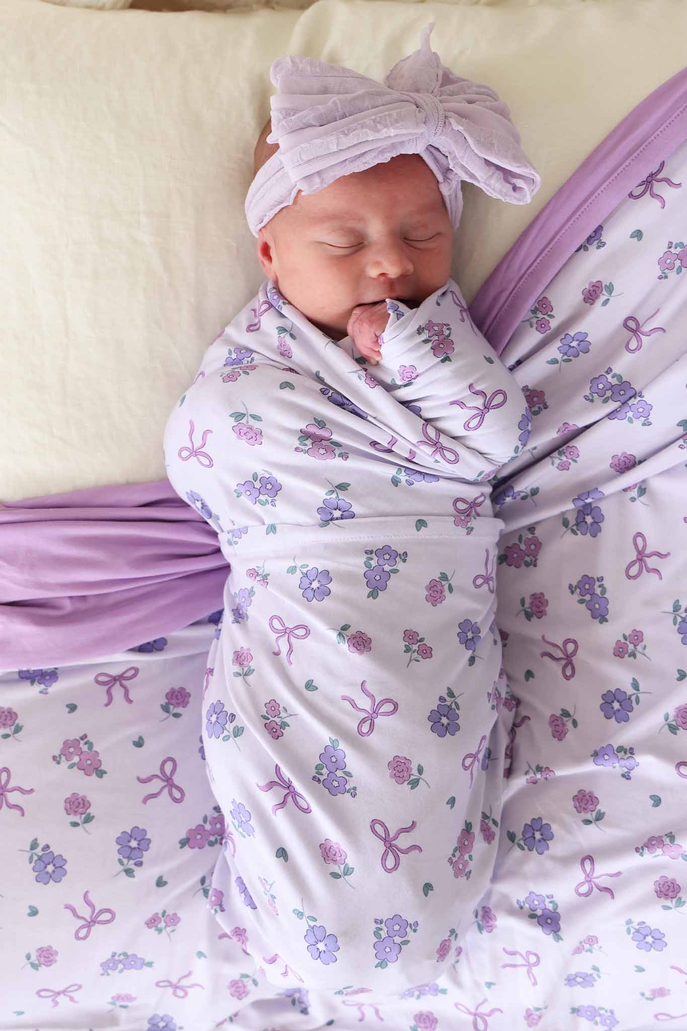Ribbon & Roses Oversized Swaddle Blanket | Purple