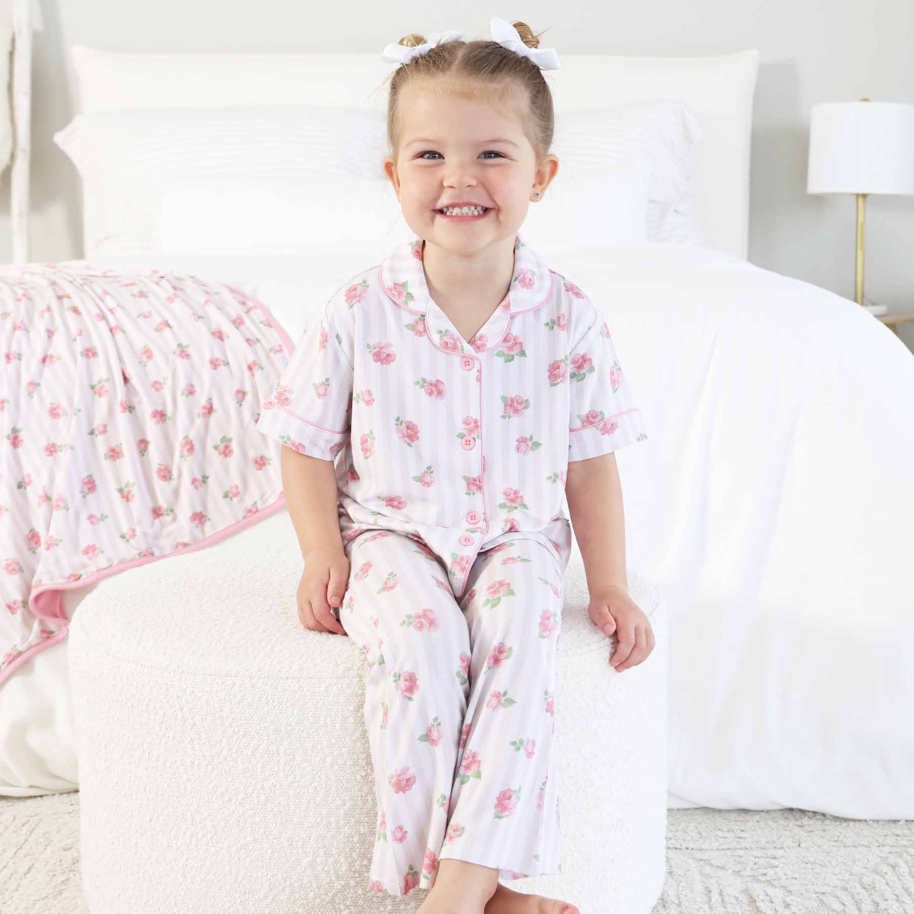 Girl's Two Piece Flare Lounge Set | Rosy & Cozy: 2T