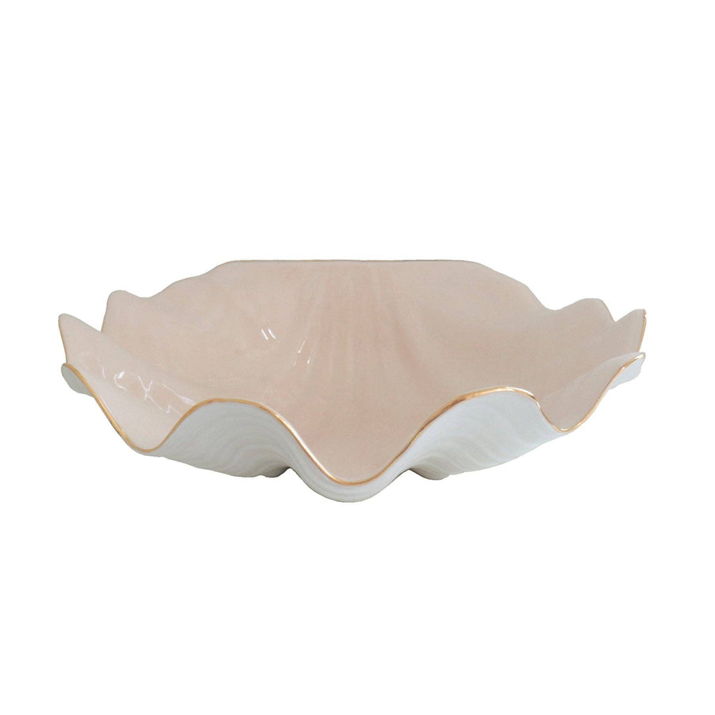Clam Shell Bowl with 22K Gold Accent: Pink / Small