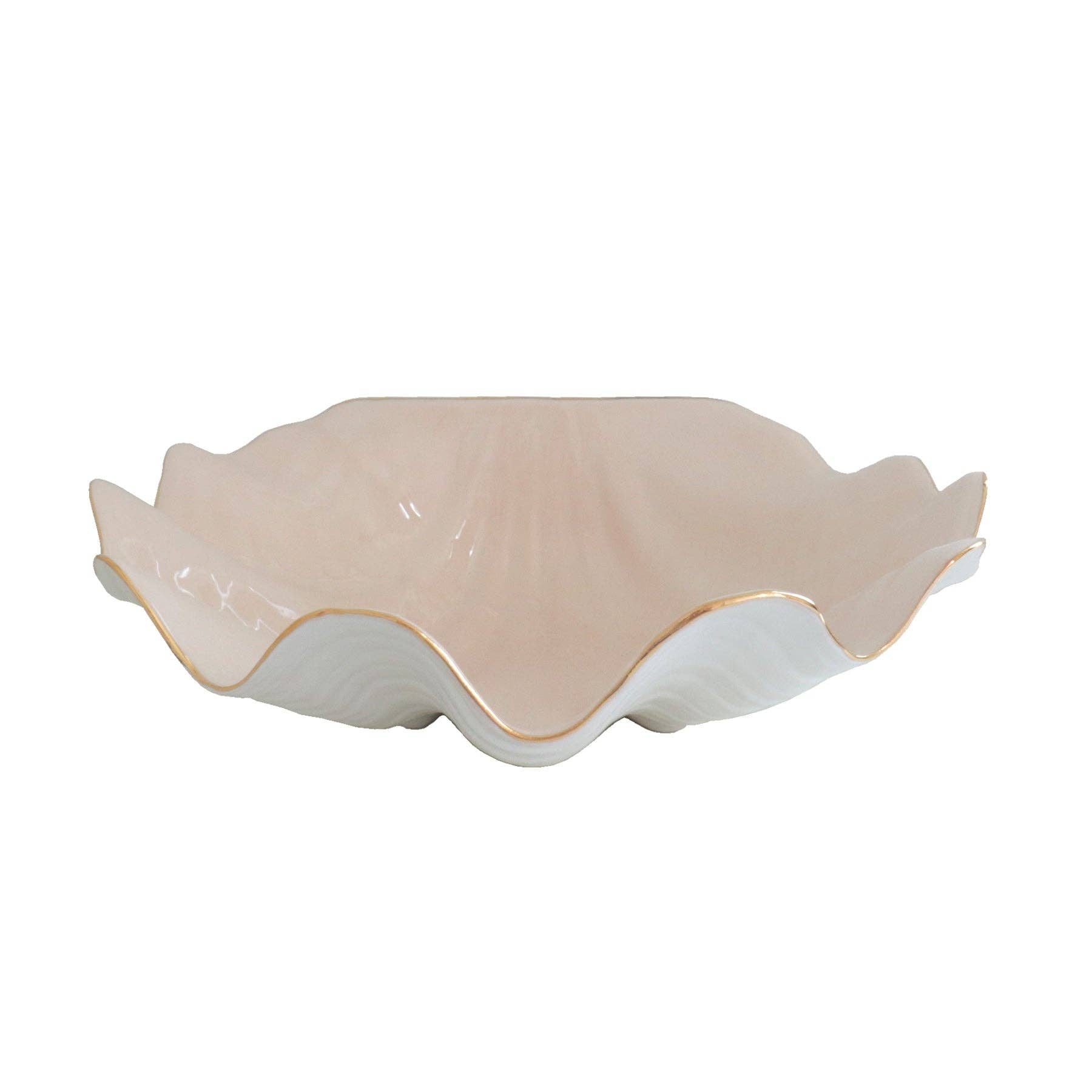 Clam Shell Bowl with 22K Gold Accent: Pink / Small