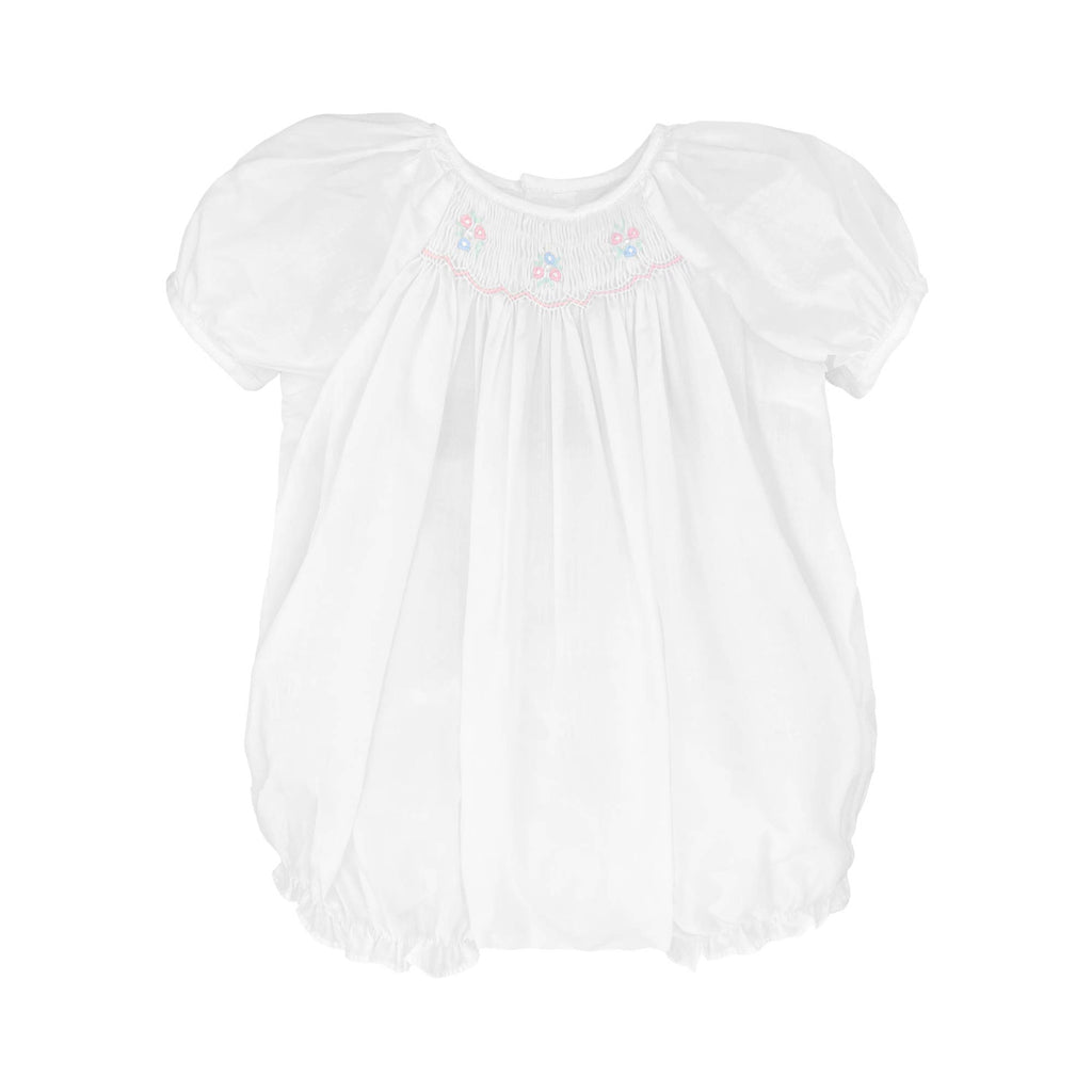 Bubble with Novelty Smocking: White / Preemie