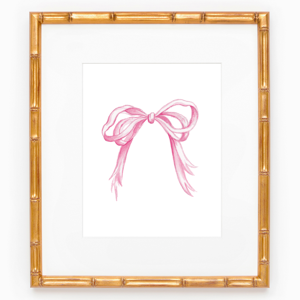 Grandmillennial Bow Watercolor Art Print: Pink / 5x7