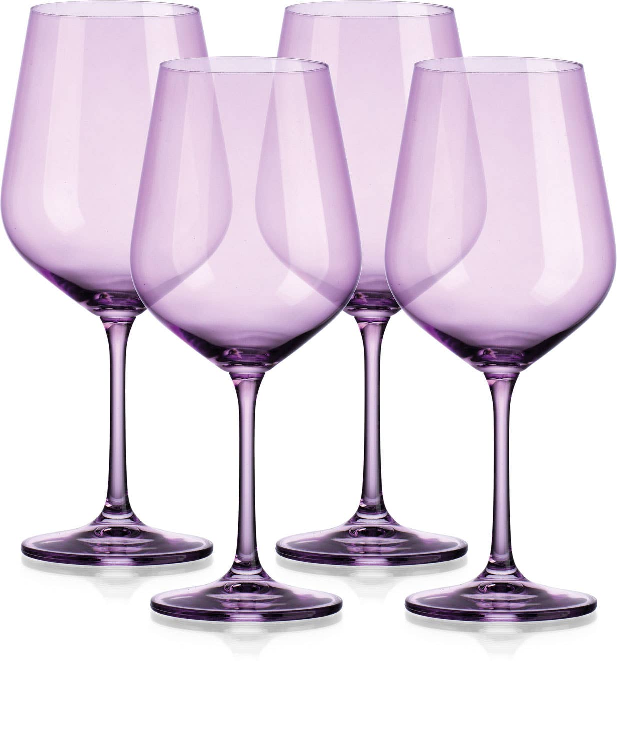 Set of Four Colored Red Wine Glasses - multi color avail: Coral