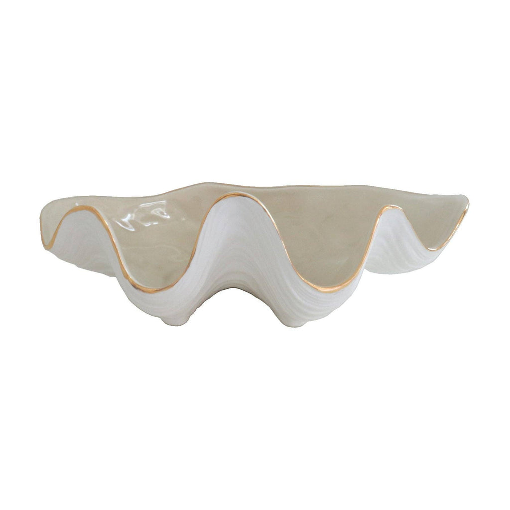 Clam Shell Bowl with 22K Gold Accent: Pink / Large