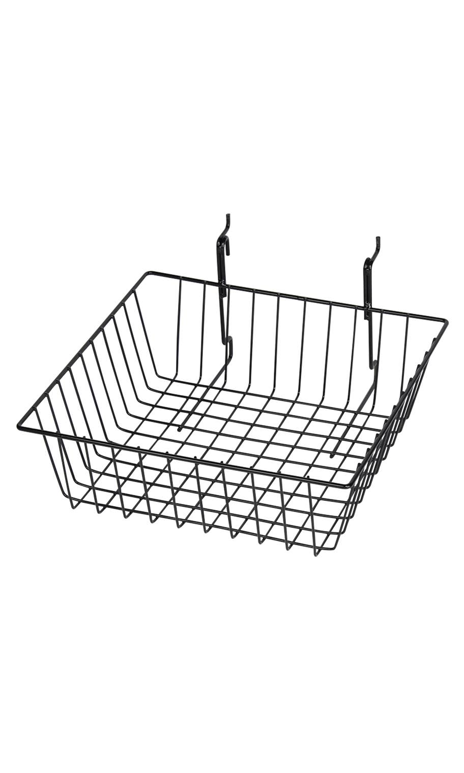 Grid Basket for Slatwall & Wire Grid: Black / 12 x 12 x 4 inch